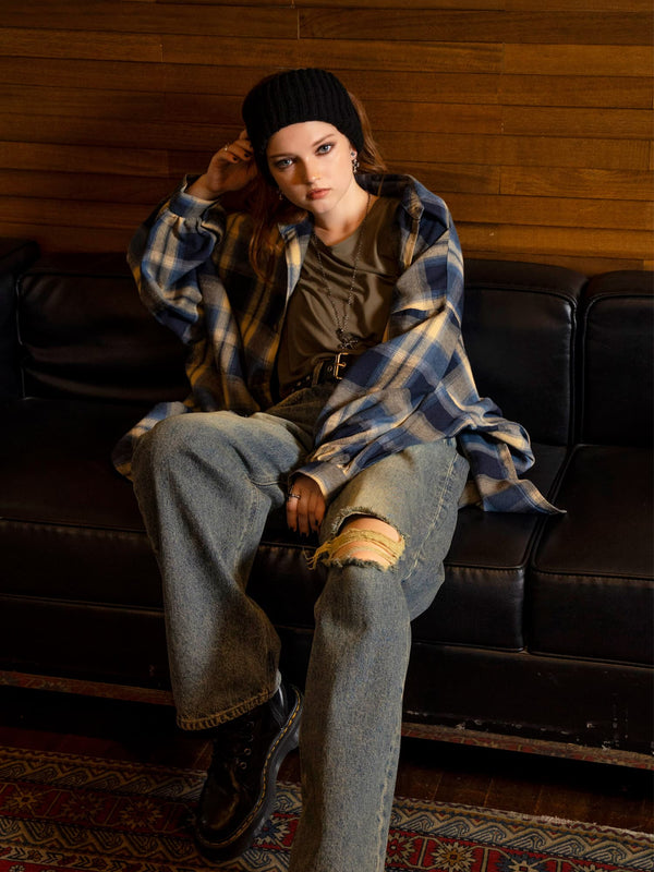 BIGシルエットチェックシャツ