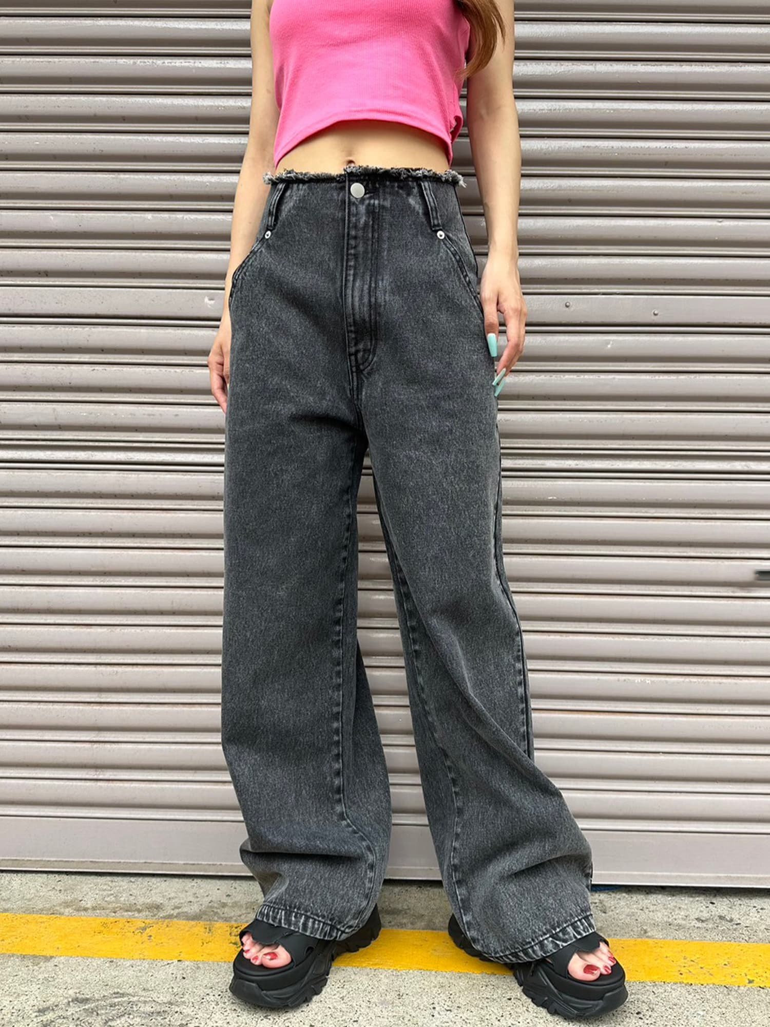 カットオフハイウエストワイドパンツ | STYLEMIXER | カットオフハイウエストワイドパンツ (パンツ